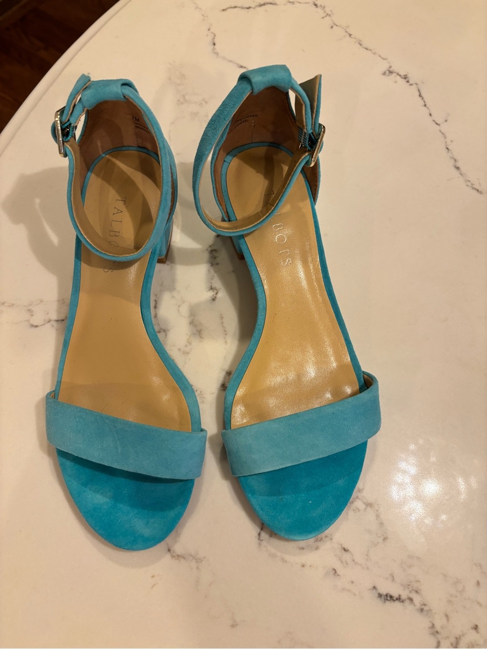 Talbots Turquoise Suede Ankle-Strap Sandals - Women